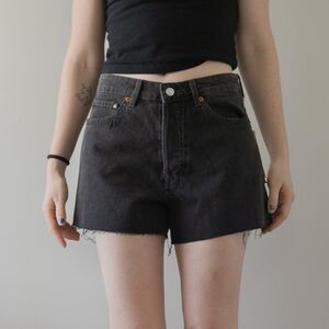 NWT H&M High Waist Short Vintage Gray Denim Raw Edge Slim fit Women's shorts